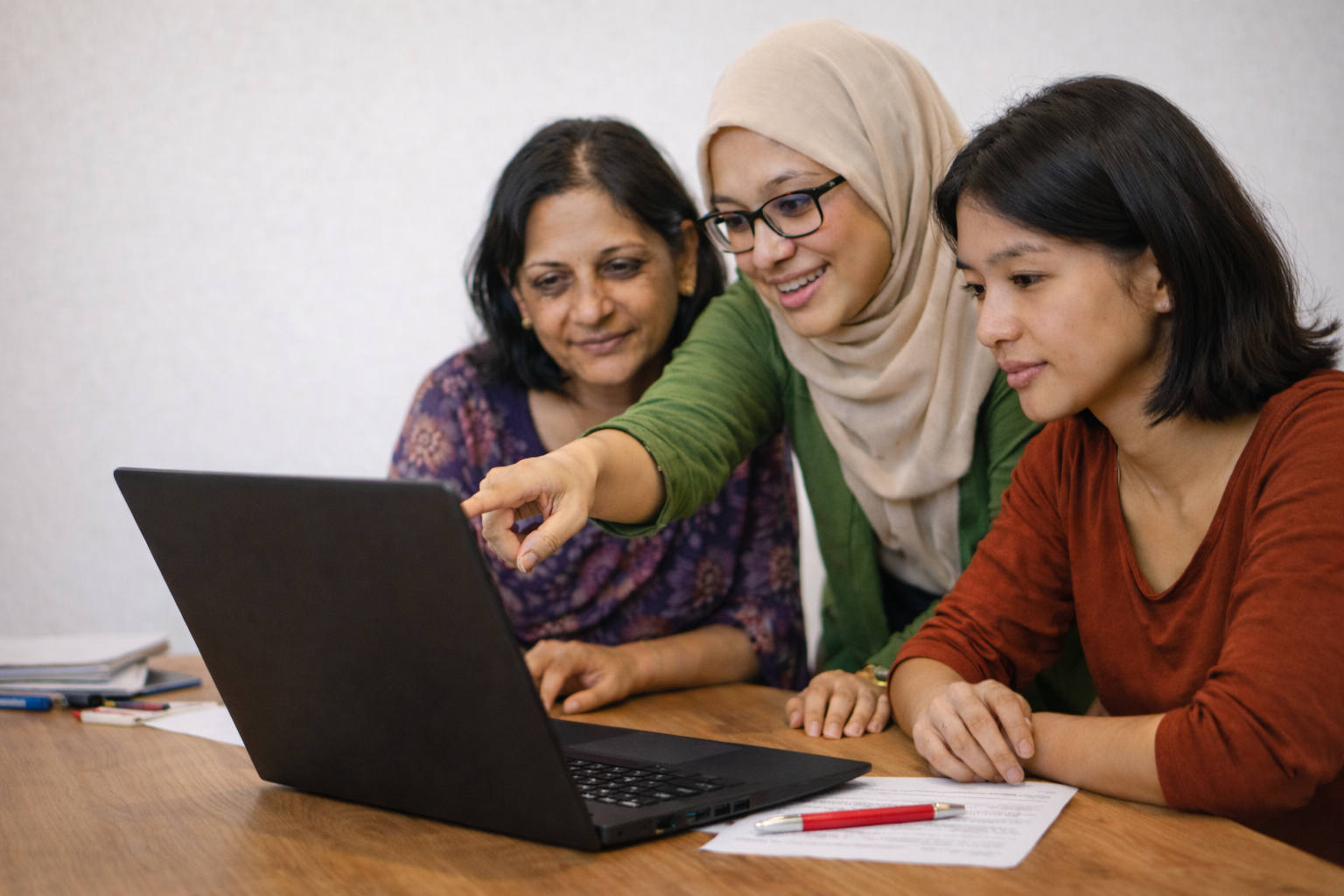 AI generated image of three teachers discussing